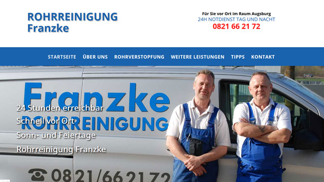 Webdesign Augsburg für Rohrreinigung Klempner