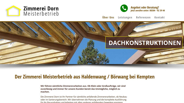 Webdesign Augsburg für Zimmerer