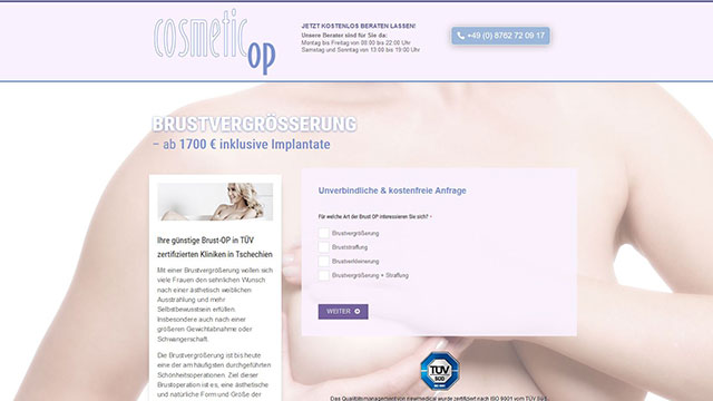 Landingpage – newmedical GmbH – Vermittlung von Schönheitsoperationen